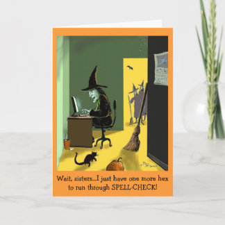 Tarjeta de Halloween Green Weenii "Spell Check"