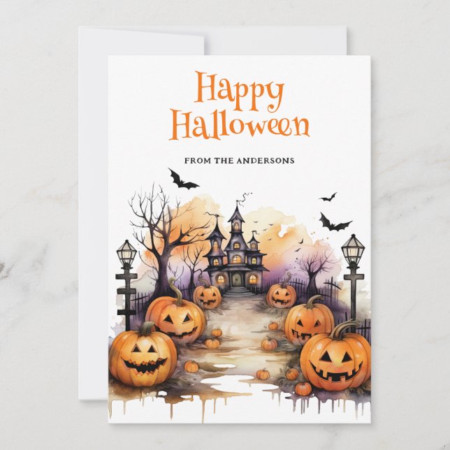 Tarjeta de Halloween Happy Halloween para niños co (Anverso)