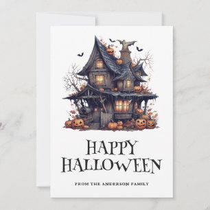 Tarjeta de Halloween Happy Spooky Watercolor Spook