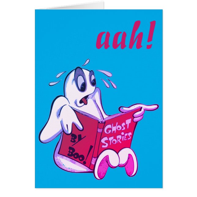 Tarjeta de Halloween, Leyendo Historias de Fantasm (Frente)