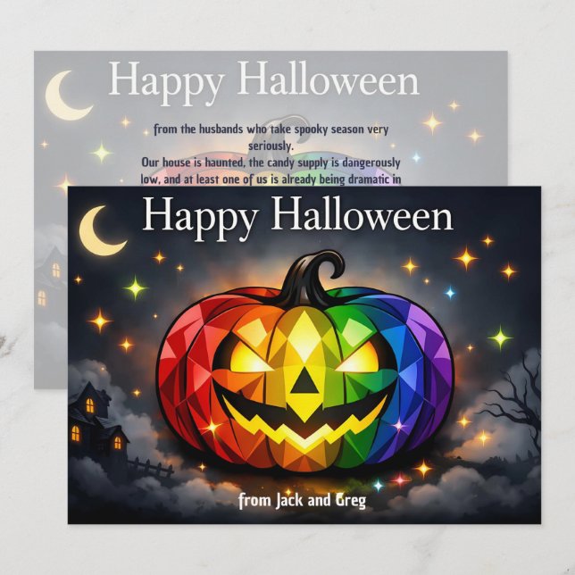 Tarjeta de Halloween LGBT 🎃🌈 (Anverso / Reverso)