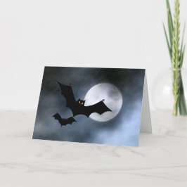 Tarjeta de Halloween Luna y Bats