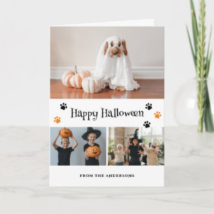 Tarjeta de Halloween Mascota fantasma de Skeleton 