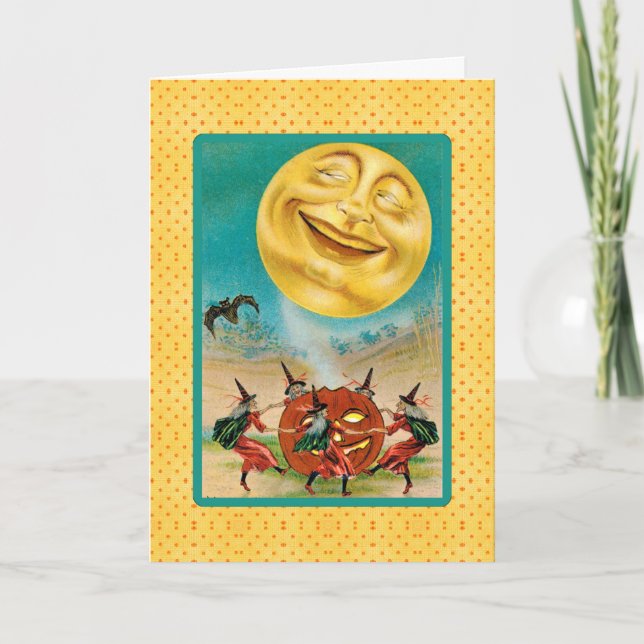 Tarjeta de Halloween Moon Full Moon Dancing Witnes (Anverso)