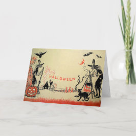 Tarjeta de Halloween para brujas de época