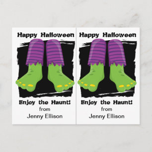 Tarjeta de Halloween para fiesta escolar con pies