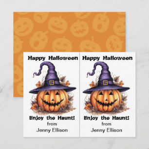 Tarjeta de Halloween para fiesta escolar de brujas
