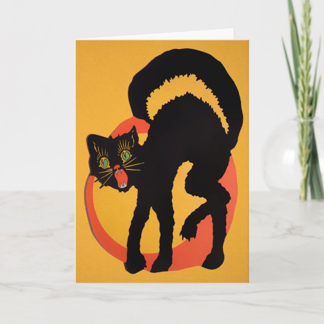Tarjeta de Halloween para Gato Retro (Anverso)