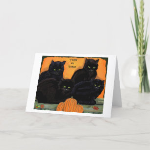 Tarjeta de Halloween para gatos negros