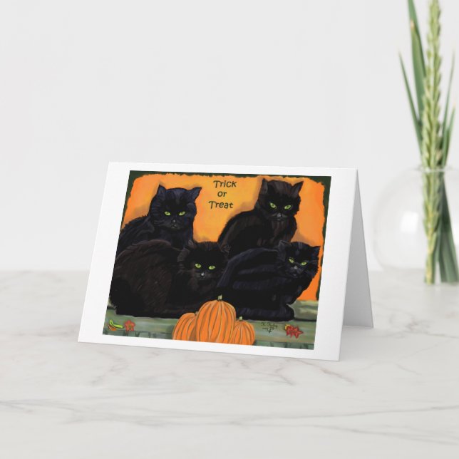Tarjeta de Halloween para gatos negros (Anverso)