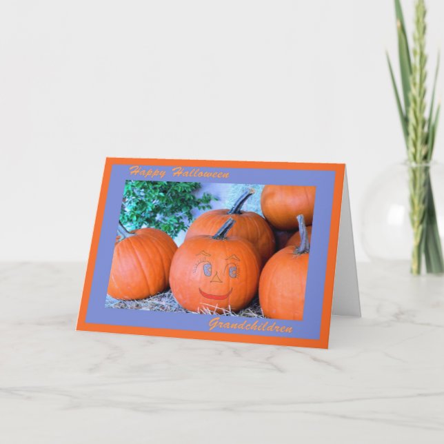 Tarjeta de Halloween para los nietos, Calabaza fel (Anverso)