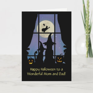 Tarjeta de Halloween para mamá y papá Casa de masc