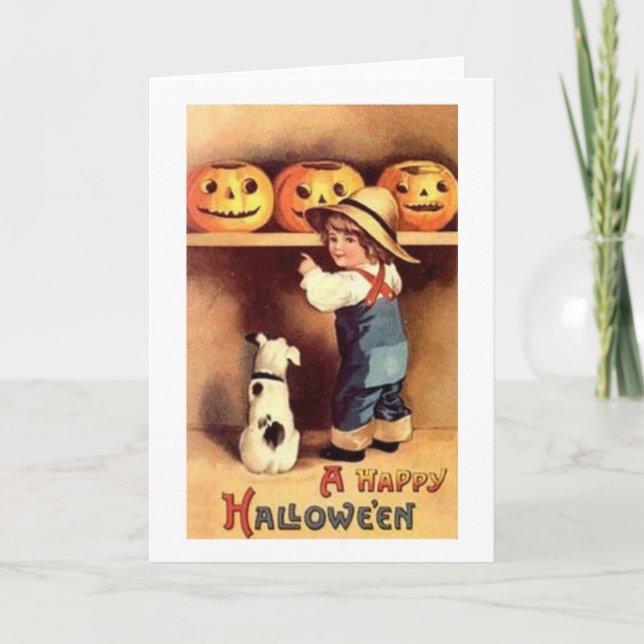Tarjeta De Halloween Para Muchachos Agricultores Y (Anverso)