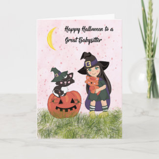 Tarjeta de Halloween para niñera