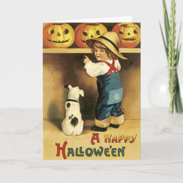 Tarjeta de Halloween para niño agricultor de cosec (Anverso)