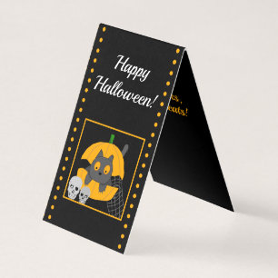 Tarjeta de Halloween para niños de gato negro cala