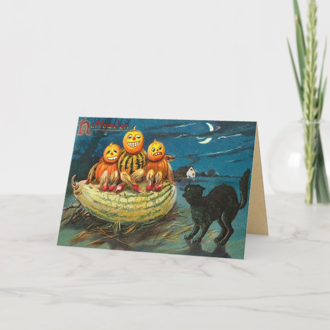 Tarjeta de Halloween para Niños Vintage (Anverso)