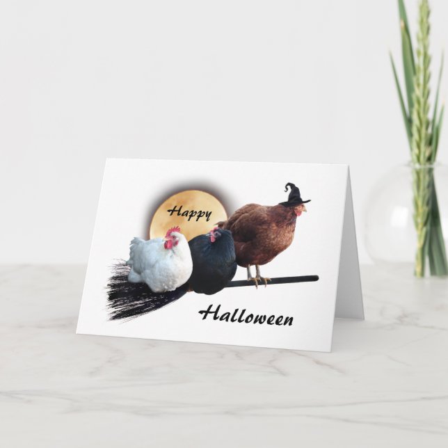 Tarjeta de Halloween para pollo de Brujas (Anverso)