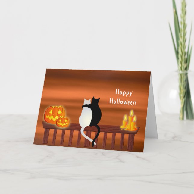 Tarjeta de Halloween para velas de calabazas de ga (Anverso)