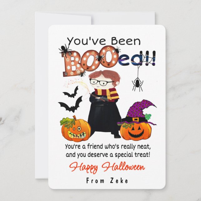 Tarjeta de Halloween personalizada “Te han ‘BOOed’ (Anverso)