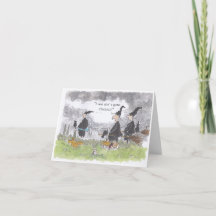 Tarjeta de Halloween rellena de brujas