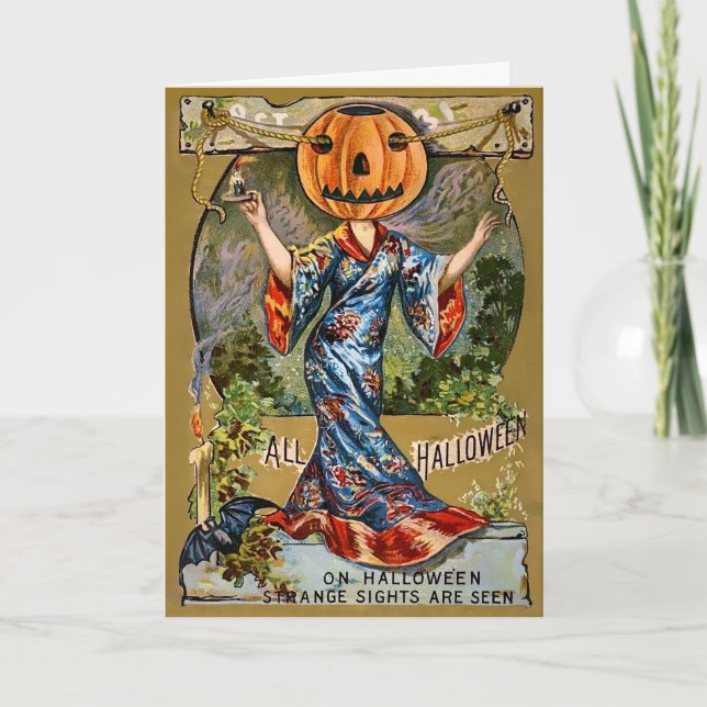 Tarjeta de Halloween Retro Strange Sights (Anverso)