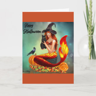 Tarjeta de Halloween sirviente con ropa de colores