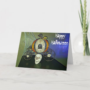 Tarjeta de Halloween Skulls y Spiderwebs