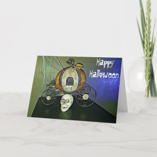 Tarjeta de Halloween Skulls y Spiderwebs (Anverso)