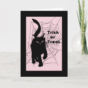 Tarjeta de Halloween, truco o gato