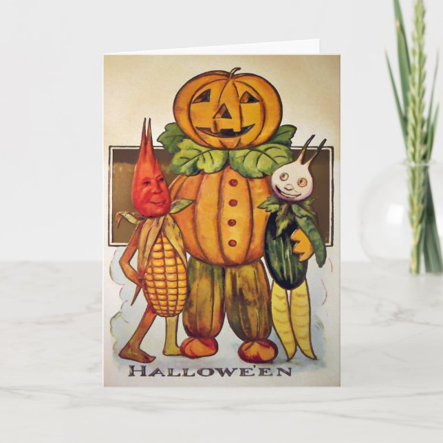 Tarjeta de Halloween Vegetable Vintage (Anverso)