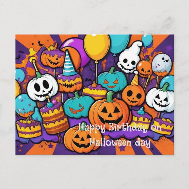 Tarjeta de Halloween y cumpleaños (Anverso)