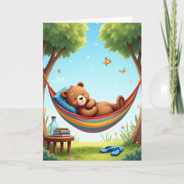 Tarjeta de hamaca de oso dulce (Anverso)