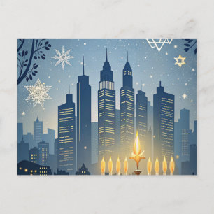 Tarjeta de Hanukkah de la Menorah del Horizonte de