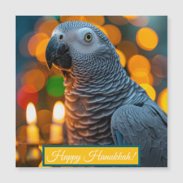 Tarjeta de Hanukkah de loro gris africano