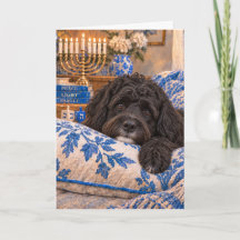 Tarjeta de Hanukkah de Perro de Agua Portugués