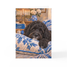 Tarjeta de Hanukkah de Perro de Agua Portugués
