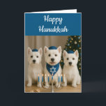 Tarjeta de Hanukkah de Westie - En blanco<br><div class="desc">Tarjeta de felicitación de Hanukkah de Westie. ¡Ideal para cumpleaños o simplemente para saludar! ¡También genial para mamás y papás de perros!</div>