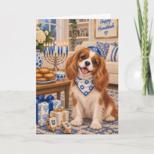 Tarjeta de Hanukkah del Cavalier King Charles Span