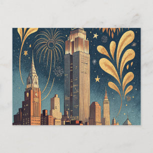 Tarjeta de Hanukkah del horizonte de la ciudad