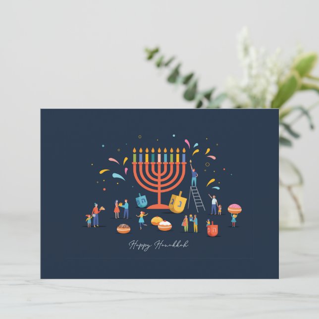 Tarjeta de Hanukkah personalizada (Anverso de pie)
