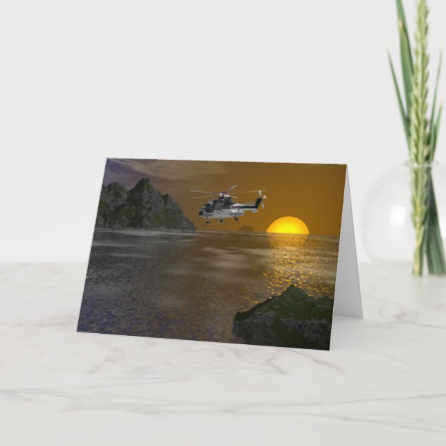 Tarjeta de helicóptero Sunset (Anverso)