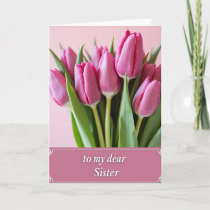 Tarjeta de hermana Chevron Flores