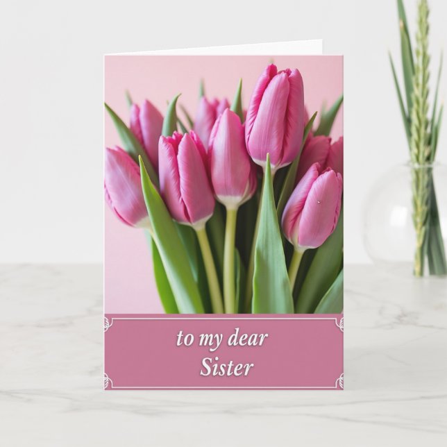 Tarjeta de hermana Chevron Flores (Anverso)