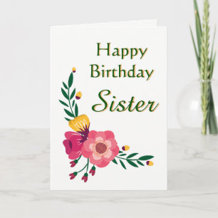 Tarjeta de hermana Floral Happy Birday