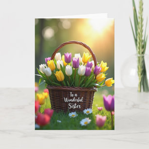 Tarjeta de Hermana Tulipanes Encantadores