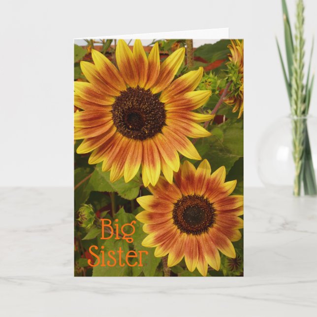 Tarjeta de hermanas girasoles (Anverso)