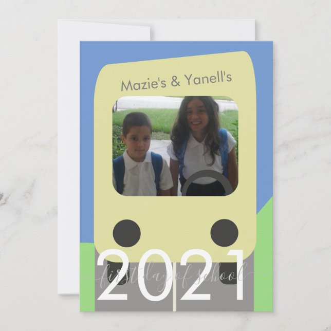 Tarjeta de hermano/hermana con guión para autobús  (Anverso)