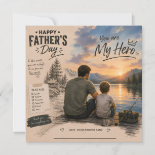 Tarjeta de héroe de papá de pesca personalizada