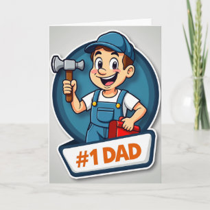 Tarjeta de héroe del Día del Padre de dibujos anim
